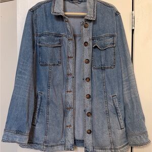 Free People Light Blue Denim Shacket with Button Front
